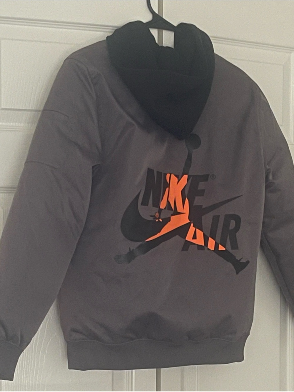 Nike Air Jordan Boys Hooded Bomber Jacket Coat Grey Orange Size Large NWOT